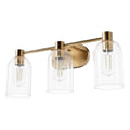 Hunter 45229 Alturas Gold Lochemeade Alturas Gold With Clear Seeded Glass 3 Light Bathroom Vanity Wall Light Fixture Image 1