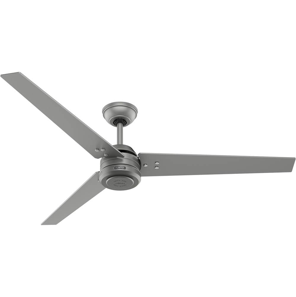 Hunter 52981 Matte Silver 60 Inch Cassius Energy Star Matte Silver Damp Rated Ceiling Fan And Wall Control Image 1