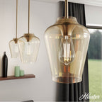 Hunter 45235 Alturas Gold Vidria Alturas Gold With Amber Iridescent Glass 1 Light Pendant Ceiling Light Fixture Image 4