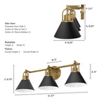 Hunter 13169 Matte Black Carrington Isle 3 Light Medium Vanity Black Image 5