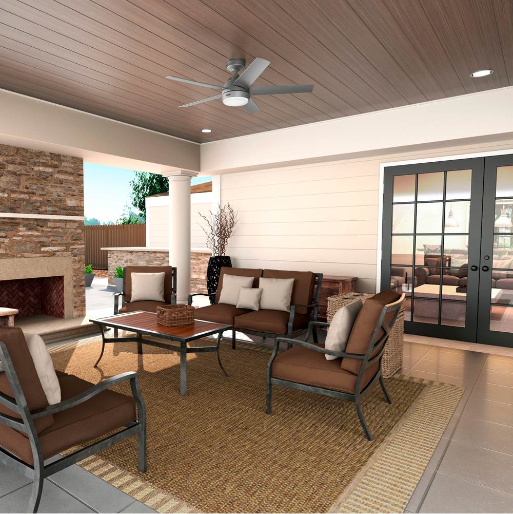 Hunter 52612 Matte Silver Hunter 52 Inch Skyflow Matte Silver Weathermax Indoor / Outdoor Ceiling Fan With Led Light Kit And Wall Control Image 2