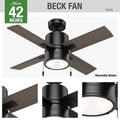 Hunter 53433 Matte Black 42'' Beck - Matte Black Image 1