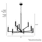 Hunter 45232 Matte Black Sunjai Matte Black 9 Light Chandelier Ceiling Light Fixture Image 3