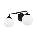 Hunter 45220 Matte Black Hepburn Matte Black With Cased White Glass 2 Light Bathroom Vanity Wall Light Fixture Image 1