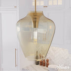 Hunter 45236 Alturas Gold Vidria Alturas Gold With Amber Iridescent Glass 1 Light Pendant Ceiling Light Fixture Image 4