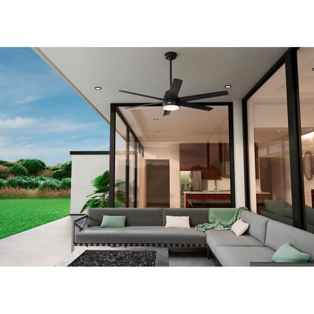Hunter 51875 Matte Black 60 Inch Skysail Matte Black Wet Rated Ceiling Fan With Led Light Kit And Handheld Remote Image 6