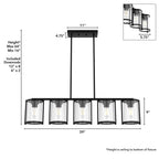 Hunter 48013 Matte Black Astwood Matte Black With Clear Glass 5 Light Chandelier Ceiling Light Fixture Image 4