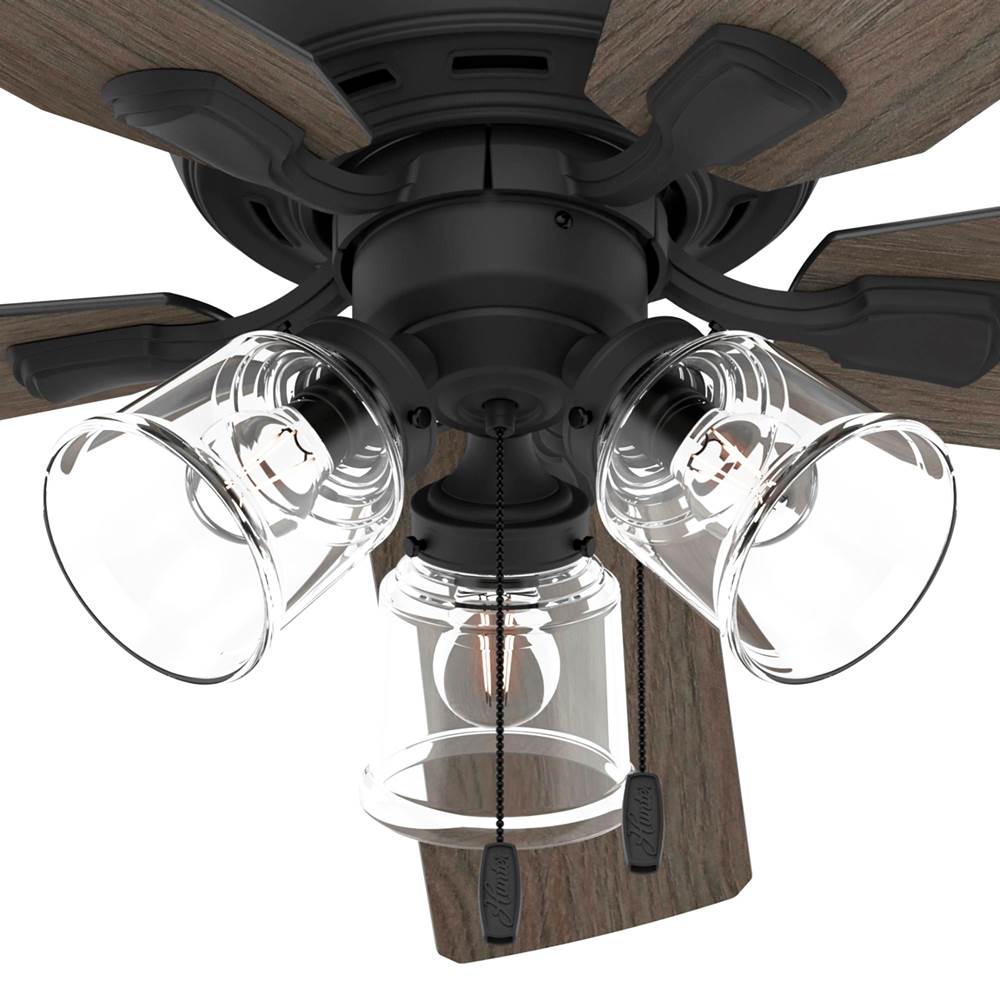 Hunter Rosner 52 Inch Rosner Matte Black Ceiling Fan With Led Light Kit And Pull Chain