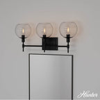 Hunter 19509 Matte Black Xidane Matte Black With Clear Glass 3 Light Bathroom Vanity Wall Light Fixture Image 4