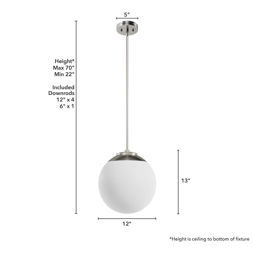 Hunter 19848 Brushed Nickel Hepburn Brushed Nickel With Cased White Glass 1 Light Pendant Ceiling Light Fixture Image 4
