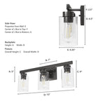 Hunter 13079 Noble Bronze Hartland Noble Bronze With Seeded Glass 3 Light Vanity Wall Light Fixture Image 3