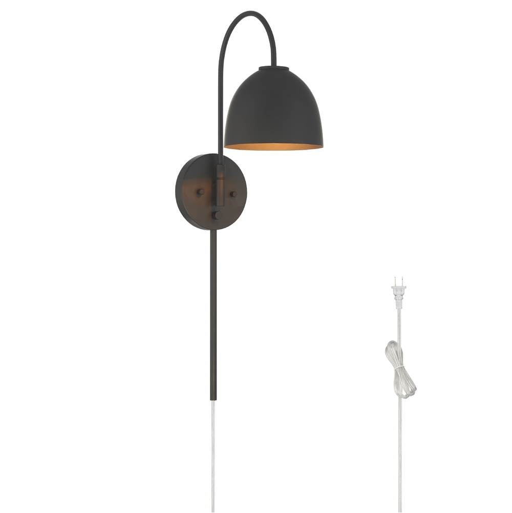 Hunter 48176 Matte Black Erling 1 Light Large Pin Up Sconce Black Image 1