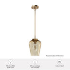 Hunter 45235 Alturas Gold Vidria Alturas Gold With Amber Iridescent Glass 1 Light Pendant Ceiling Light Fixture Image 2