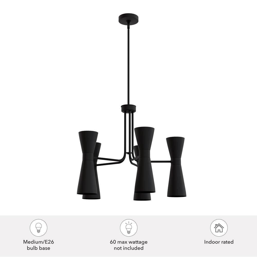 Hunter 19896 Flat Matte Black Hunter Zola Flat Matte Black 10 Light Chandelier Ceiling Light Fixture Image 3