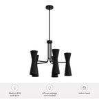 Hunter 19896 Flat Matte Black Hunter Zola Flat Matte Black 10 Light Chandelier Ceiling Light Fixture Image 3