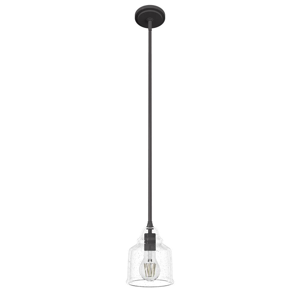 Hunter 19657 Noble Bronze Dunshire Bell Clear Seeded Glass 1 Light 6 Inch Mini Pendant Image 1