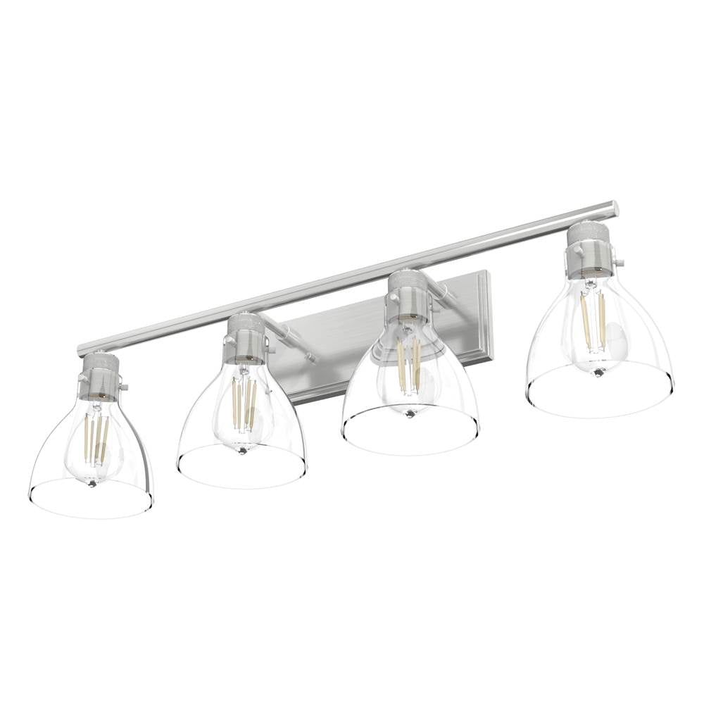 Hunter 48040 Brushed Nickel Van Nuys Brushed Nickel With Clear Glass 4 Light Vanity Wall Light Fixture Image 7
