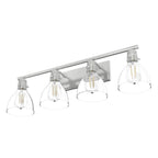 Hunter 48040 Brushed Nickel Van Nuys Brushed Nickel With Clear Glass 4 Light Vanity Wall Light Fixture Image 7