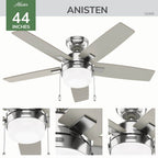 Hunter 52495 Brushed Nickel 44 Inch Anisten Brushed Nickel Image 8