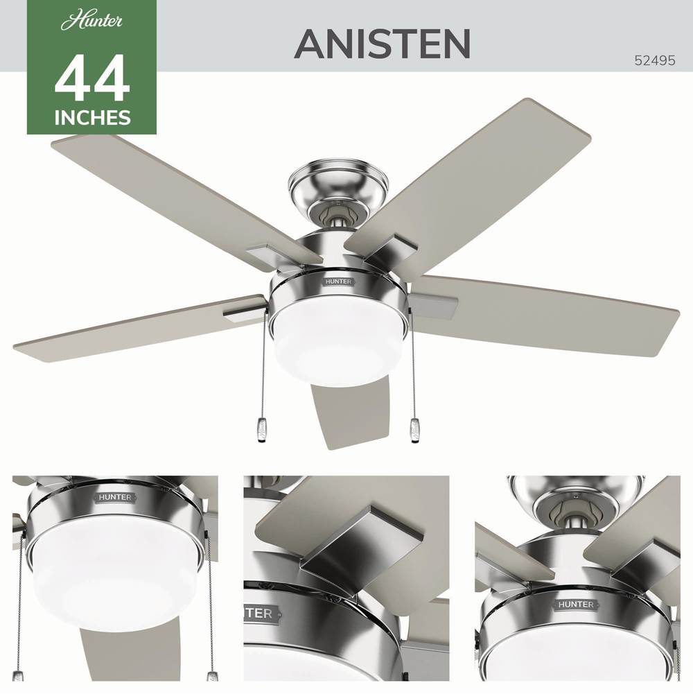 Hunter 52495 Brushed Nickel 44 Inch Anisten Brushed Nickel Image 8