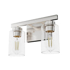 Hunter 13074 Brushed Nickel Hartland Brushed Nickel With Seeded Glass 2 Light Vanity Wall Light Fixture Image 1