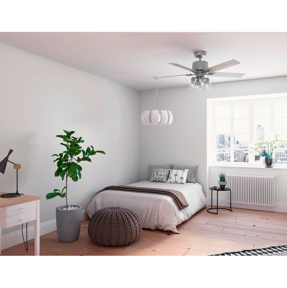 Hunter 52310 Matte Silver 52 Inch Wifi Techne Matte Silver Ceiling Fan With Led Light Kit And Handheld Remote Image 6