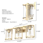 Hunter 48006 Alturas Gold Astwood Alturas Gold With Clear Glass 3 Light Vanity Wall Light Fixture Image 3