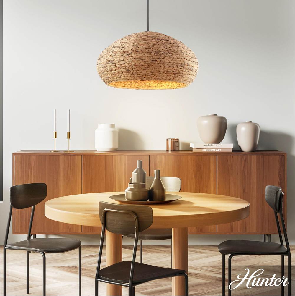 Hunter 48070 Matte Black Cambria Matte Black 3 Light Extra Large Pendant Ceiling Light Fixture Image 2
