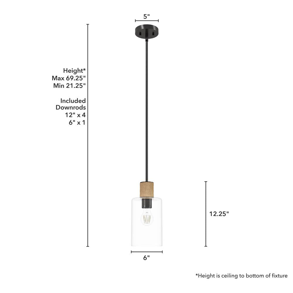 Hunter 13110 Noble Bronze Hunter Vanning Noble Bronze And Natural Sisal Rope With Clear Glass 1 Light Pendant Ceiling Light Fixture Image 4