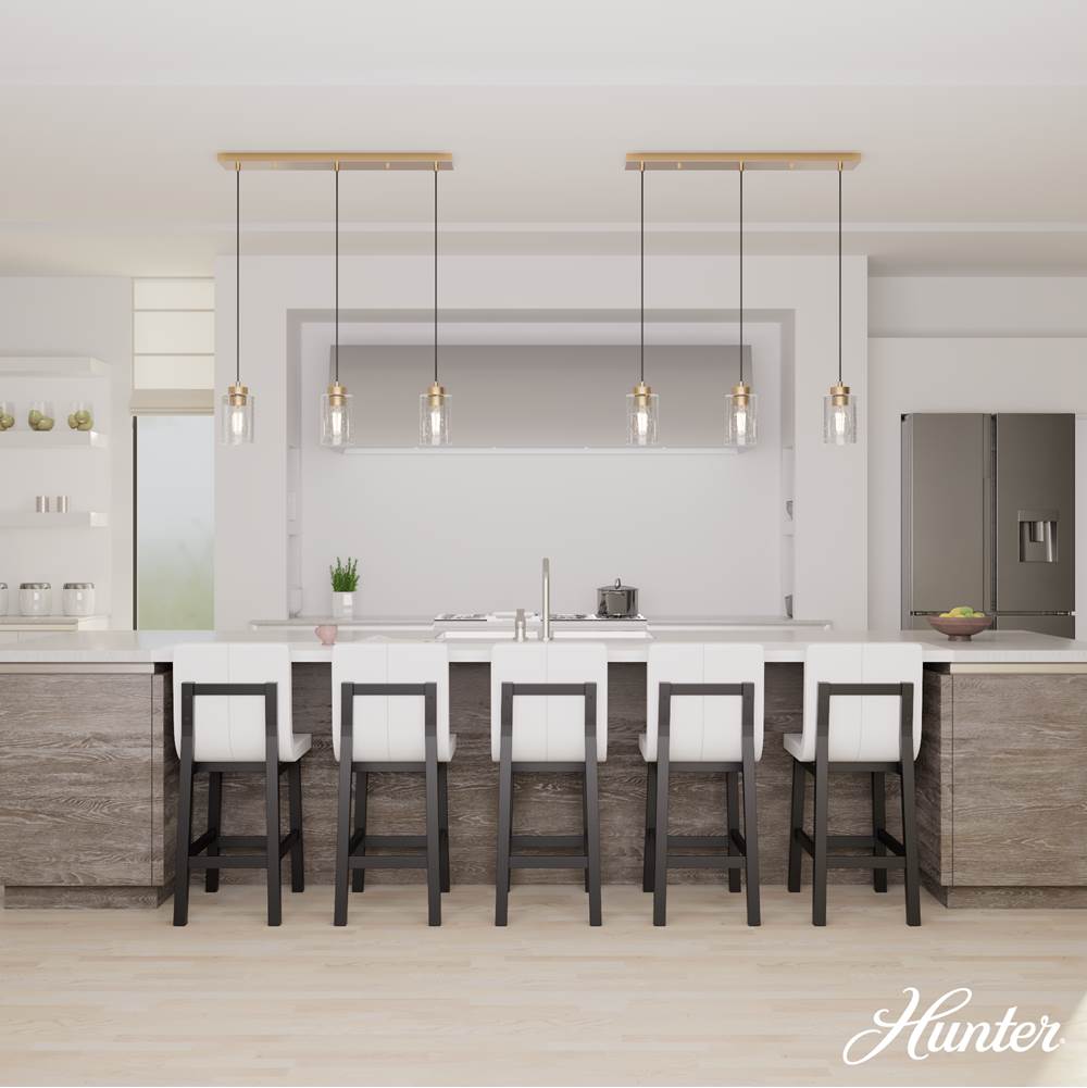 Hunter 13069 Alturas Gold Hartland Alturas Gold With Seeded Glass 3 Light Cluster Ceiling Light Fixture Image 6