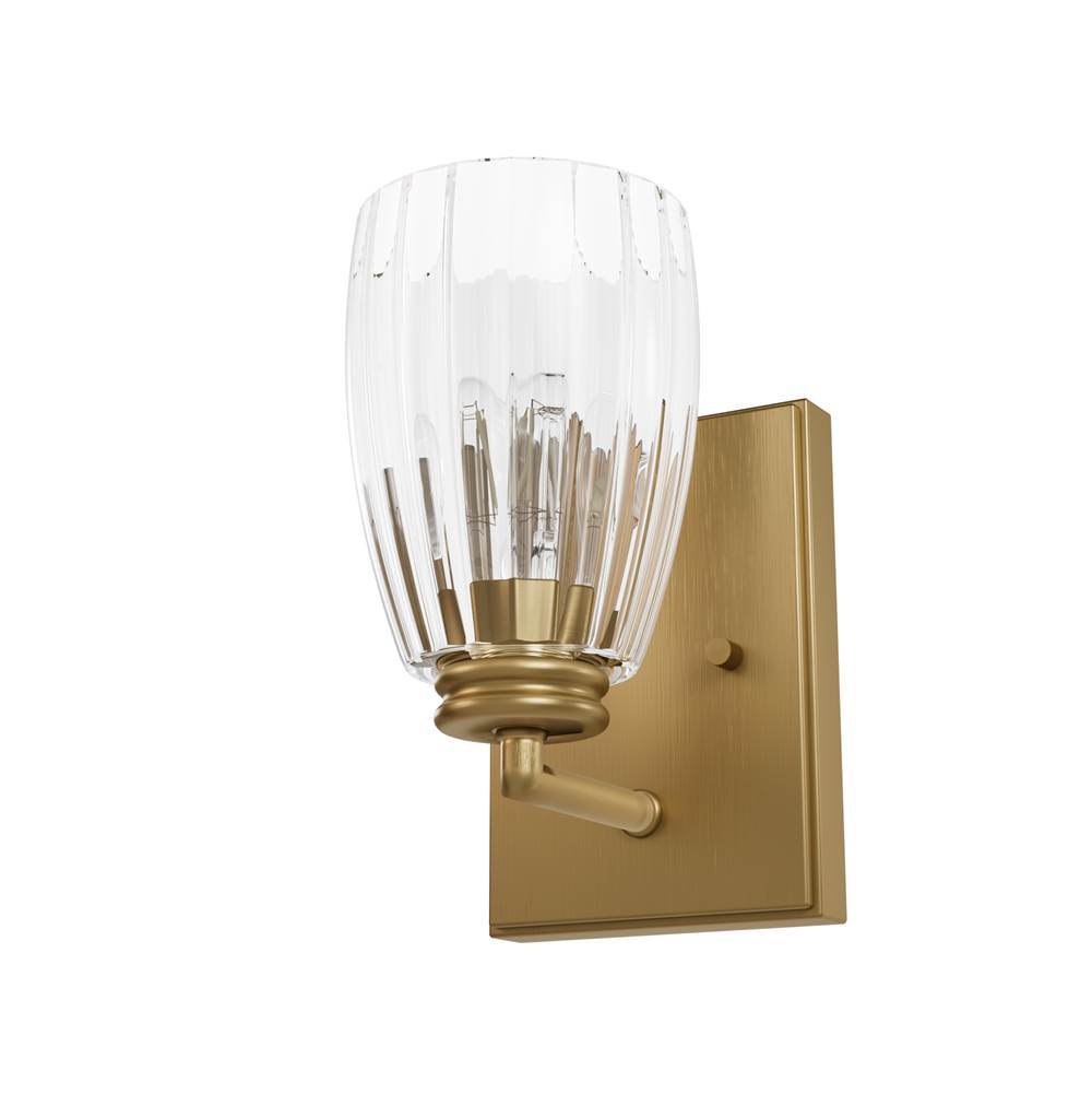 Hunter 13196 Luxe Gold Hunter Rossmoor Luxe Gold With Clear Glass 1 Light Sconce Wall Light Fixture Image 1