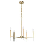 Hunter 19523 Palm Gold Hunter Sunjai Palm Gold 5 Light Chandelier Ceiling Light Fixture Image 1