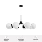 Hunter 19870 Matte Black Hepburn Matte Black With Cased White Glass 8 Light Chandelier Ceiling Light Fixture Image 3