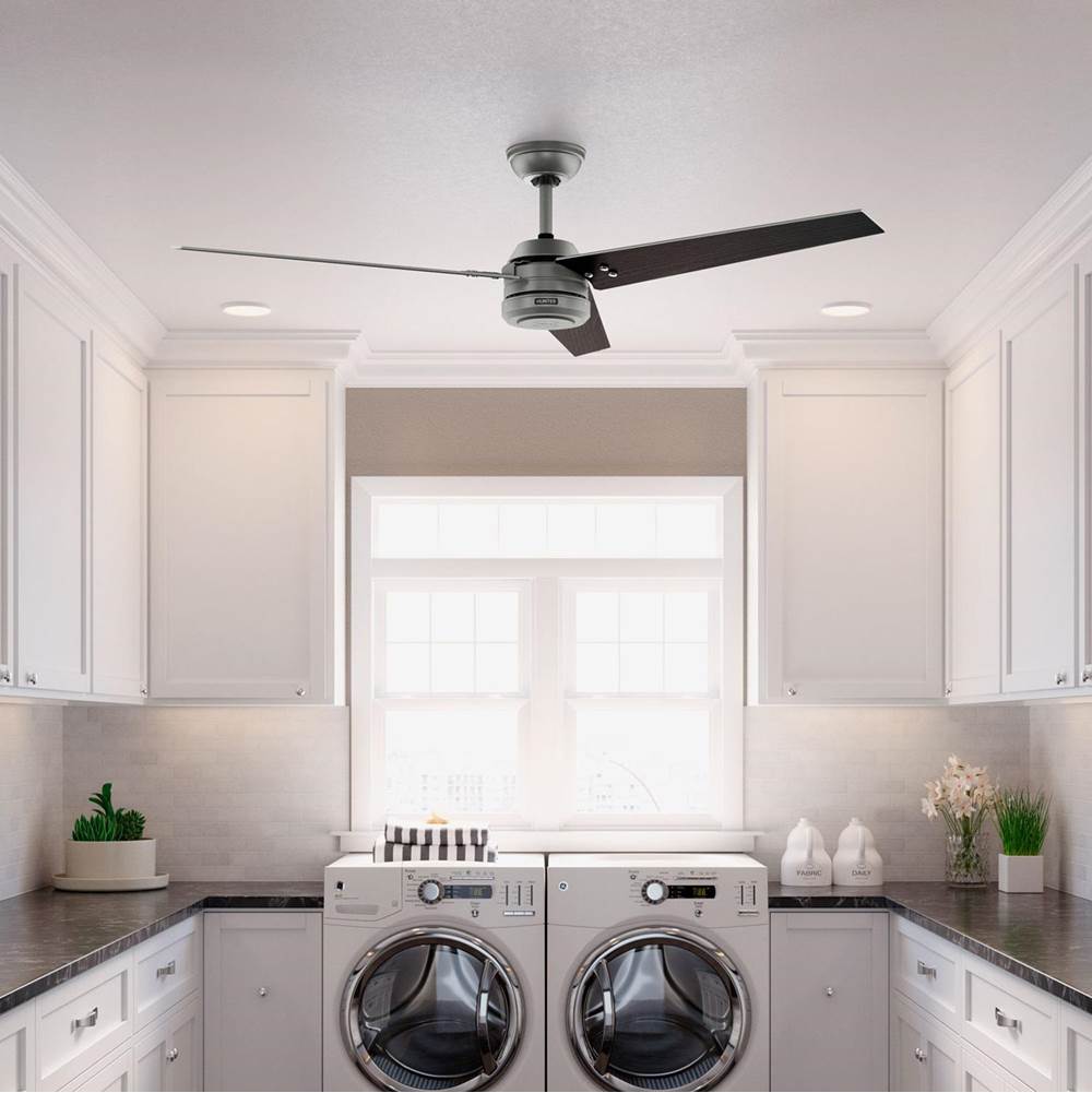 Hunter 52981 Matte Silver 60 Inch Cassius Energy Star Matte Silver Damp Rated Ceiling Fan And Wall Control Image 4