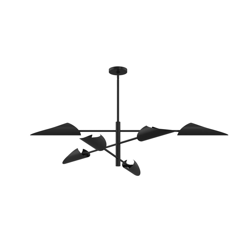 Hunter 48140 Matte Black Merian 6 Light Large Chandelier Black Image 2