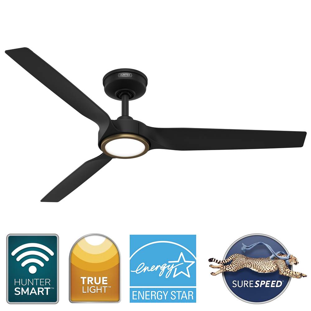 Hunter  Zentech 3 Blade Indoor/outoor Smart Fan 52in - Matte Black