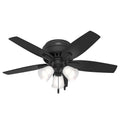 Hunter 52393 Matte Black 42 Inch Newsome Matte Black Low Profile Ceiling Fan With Led Light Kit And Pull Chain Image 1