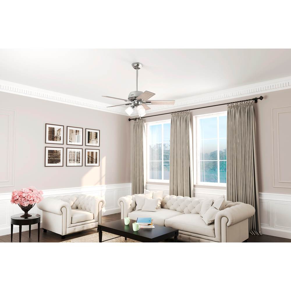 Hunter 51789 Brushed Nickel 44 Inch Crystal Peak Brushed Nickel Ceiling Fan With Led Light Kit And Pull Chain Image 4