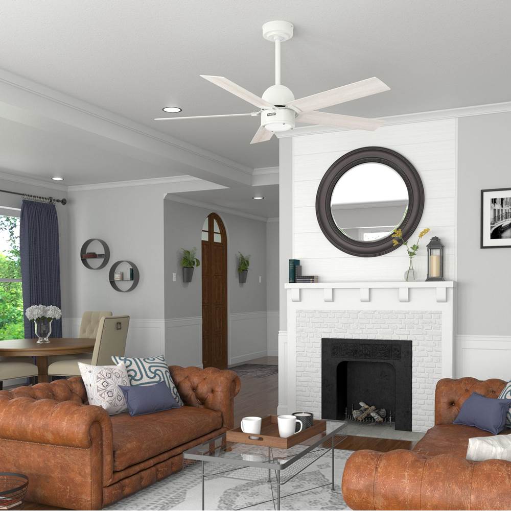 Hunter 52851 Fresh White 52 Inch Erling Energy Star Fresh White Ceiling Fan With Led Light Kit And Handheld Remote Image 3