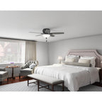 Hunter 52396 Matte Black 52 Inch Newsome Matte Black Low Profile Ceiling Fan With Led Light Kit And Pull Chain Image 4
