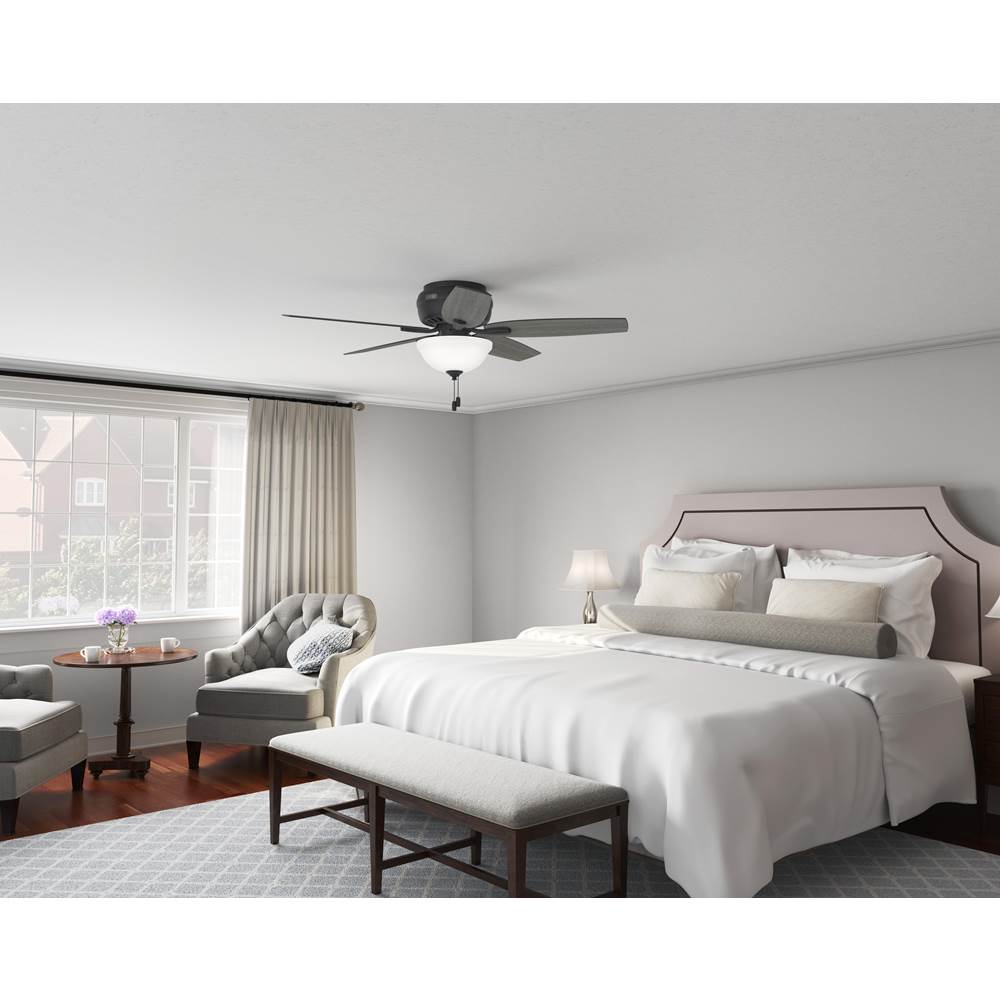 Hunter 52396 Matte Black 52 Inch Newsome Matte Black Low Profile Ceiling Fan With Led Light Kit And Pull Chain Image 4