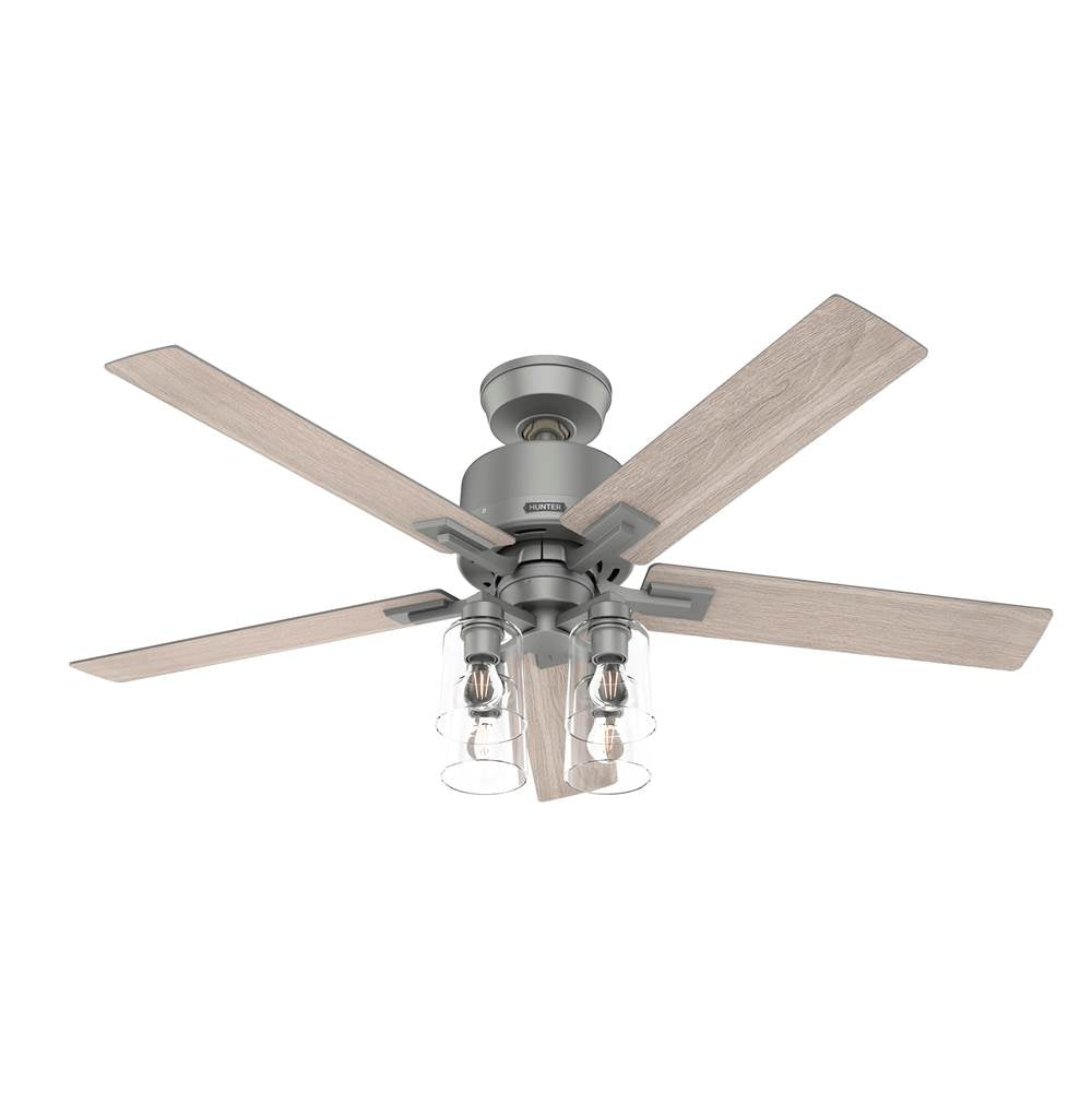 Hunter 52310 Matte Silver 52 Inch Wifi Techne Matte Silver Ceiling Fan With Led Light Kit And Handheld Remote Image 1