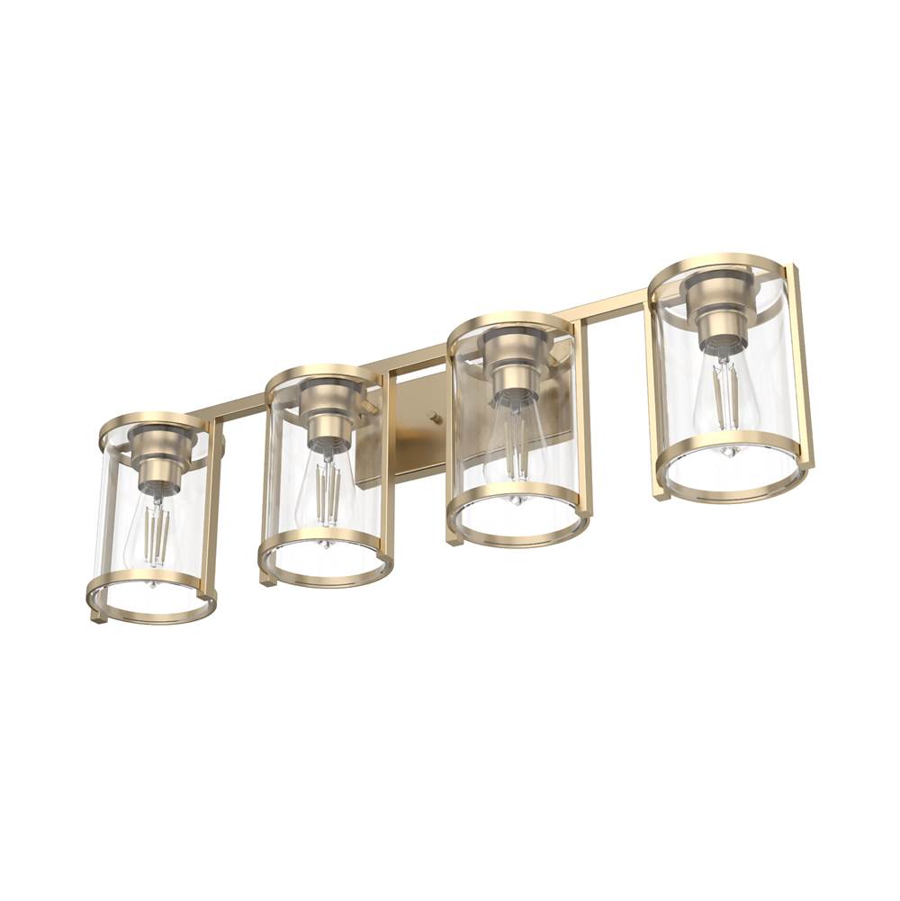 Hunter 48011 Alturas Gold Astwood Alturas Gold With Clear Glass 4 Light Vanity Wall Light Fixture Image 7