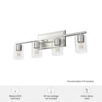 Hunter 48032 Brushed Nickel Kerrison Brushed Nickel With Seeded Glass 4 Light Vanity Wall Light Fixture Image 2