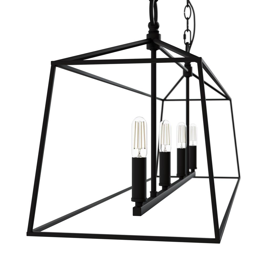 Hunter 13099 Flat Matte Black Hunter Fair Oaks Flat Matte Black 4 Light Chandelier Ceiling Light Fixture Image 7
