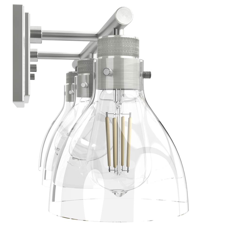 Hunter 48036 Brushed Nickel Van Nuys Brushed Nickel With Clear Glass 3 Light Vanity Wall Light Fixture Image 6