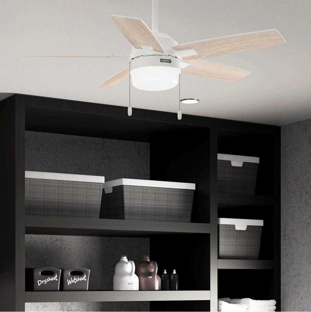 Hunter 52488 Fresh White 44 Inch Anisten Fresh White Ceiling Fan With Led Light Kit And Pull Chain Image 4