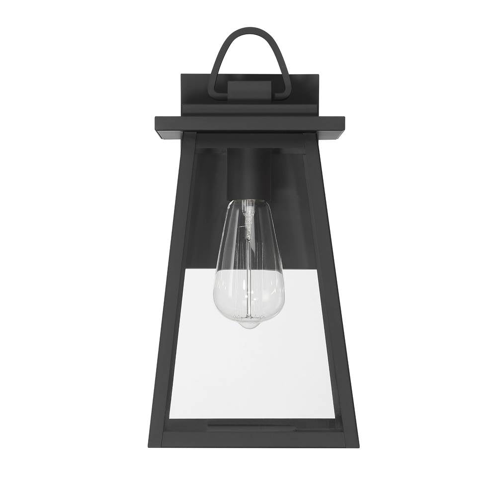 Hunter 46054 Matte Black Ivory Dusk Outdoor 1 Light Medium Wall Light Black Image 1