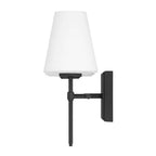 Hunter 13250 Matte Black,Cased White Glass Camelia Stem Jasmine Roth 3 Light Vanity Image 2