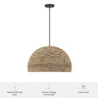 Hunter 48265 Matte Black Hillmount 1 Light Large Pendant Brown Image 3